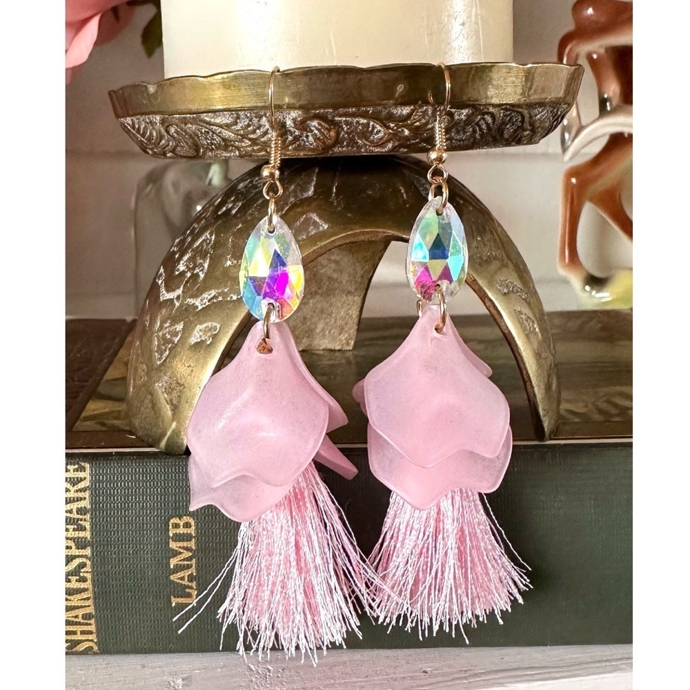 Pink tassel earrings